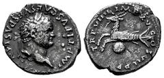 Roman Imperial Titus. Denarius. 79 d.C. Rome. (Ric-II 1.37). (Bmcre-35). (Rsc-294). Anv.: IMP TITVS CAES VESPASIAN AVG P M, laureate head to right. Rev.: TR P VIIII IMP XV COS VII P P, capricorn to le