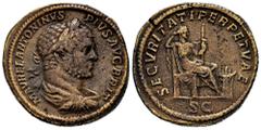 Roman Imperial Caracalla. Sestertius. 210-213 d.C. Rome. (Ric-IV 512a). (Bmcre-248). (C-576). Anv.: M AVREL ANTONINVS PIVS AVG BRIT, laureate, draped and cuirassed bust to right. Rev.: SECVRITAS PERPE