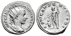 Roman Imperial Gordian III. Antoninianus. 238-239 d.C. Rome. (Ric-IV 2). (Rsc-105). Anv.: IMP CAES M ANT GORDIANVS AVG, radiate, draped and cuirassed bust to right. Rev.: IOVI CONSERVATORI, Jupiter st