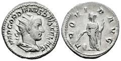 Roman Imperial Gordian III. Antoninianus. 243-244 d.C. Rome. (Ric-IV 150). (Rsc-299). Anv.: IMP GORDIANVS PIVS FEL AVG, radiate, draped and cuirassed bust to right. Rev.: PROVIDENTA AVG, Providentia s