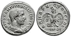 Roman Imperial Philip I. Seleucis and Pieria. Tetradrachm. 246 d.C. Antioch. (Prieur-304). (McAlee-899). Anv.: AYTOK K M IOYΛ ΦIΛIΠΠOY CEB, laureate, draped and cuirassed bust to right. Rev.: ΔHMAPX Ε
