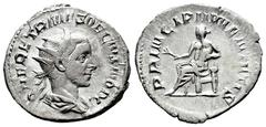 Roman Imperial Herennius Etruscus. Antoninianus. 250-251 d.C. Rome. (Ric-IV 146). Anv.: Q HER ETR MES DECIVS NOB C, radiate and draped bust to right. Rev.: PRINCIPI IVVENTVTIS, Apollo seated to left, 