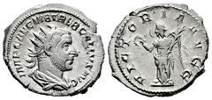 Roman Imperial Trebonianus Gallus. Antoninianus. 250-251 d.C. Rome. (Ric-48). Anv.: IMP CAE C VIB TREB GALLVS AVG, radiate draped bust right. Rev.: VICTORIA AVGG, Victory standing left, holding wreath