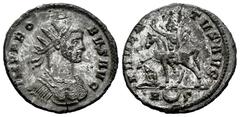 Roman Imperial Probus. Antoninianus. 279 d.C. Rome. (Ric-V 2.157). Anv.: IMP PROBVS AVG, radiate and cuirassed bust to right. Rev.: ADVENTVS AVG, emperor on horseback to left, raising hand and holding
