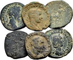 Large Lots Lot of 6 coins of the Roman Empire. Sesterces of the following emperors: Marcus Aurelius, Otacilia Severa, Gordian III, Alexander Severus, Gallienus and Valerian. Some scarces. Ae. TO EXAMI