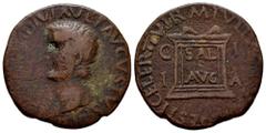 Celtiberian Coins Ilici. Época de Tiberio. As. 14- 36 d.C. Elche (Alicante). (Abh-1522). (Acip-3207). Anv.: Cabeza de Tiberio a izquierda, alrededor TI. CAESAR. DIVI. AVG. F. AVGVSTVS. P. M. Rev.: Ara