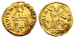 Pseudo-imperial coinage Pseudo-imperial coinage. In the name of Justinianus I. Tremissis. (Tomasini-JI3, 213). (R. Pliego-Unlisted). Anv.: PN IVSTNI-IAN PP AVG. Diademed, draped bust right, cross on t