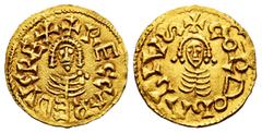 Recaredus I (586-601) Recaredus I (586-601). Tremissis. Córdoba. (Cnv-66.8 var.). (R. Pliego-10b2 var.). Anv.: +RECCAREDVSREX. Rev.: +CORDObAbIV(Letter S horizontal). Au. 1,52 g. Letter S on the rever