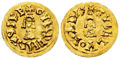 Gundemaro (610-612) Gundemaro (610-612). Tremissis. Elvora (Lusitania). (Cnv-202). (R. Pliego-230a). Anv.: +GVNDEMARVSRE. Rev.: +TVSELVORAIVS. Au. 1,45 g. Very rare. Ex Áureo&Calicó (13/12/2017), lot 