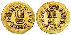 Suinthila (621-631) Suinthila (621-631). Tremissis. Emérita (Mérida). (Cnv-327). (R. Pliego-393a). Anv.: + SVINTHILAREX. Rev.: + EMERI/T/APIVS. Au. 1,50 g. Original luster. Almost XF. Est...800,00. Sp