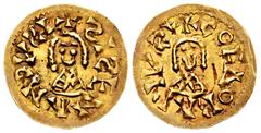 Sisenandus (631-636) Sisenandus (631-636). Tremissis. Córdoba. (Cnv-344.22 var). (R. Pliego-455l, misdescribed). Anv.: +ƧIƧENANDVƧI·. Rev.: +CORΔOBAPIVƧ*. Au. 1,17 g. Letters "S" inverted, including t