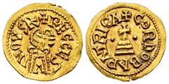 Recesvintus (649-672) Recesvintus (649-672). Tremissis. Córdoba. (Cnv-441.2). (R. Pliego-587d). Anv.: +RECCES/V/IN⊝VSP+. Rev.: +CORDOBAPATRICA. Au. 1,50 g. Attractive specimen. Sharply struck. Rare. A
