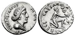 Roman Imperatorial Augustus. P. Petronius Turpilianus. Denarius. 19 BC. Rome. (Ffc-304). (Ric-288). (Cal-1080). Anv.: TVRPILIANVS III. VIR. radiate bust of Feronia draped right, FERON, below. Rev.: CA