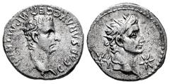 Roman Imperial Caligula, with Divus Augustus. Denarius. 37 AD. Lugdunum. (Ric-I 2). (Bmcre-4). (Rsc-11). Anv.: C • CAESAR • AVG GERM P M TR (POT COS), bare head of Gaius 'Caligula' to right. Rev.: Rad