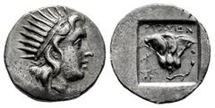 Greek Coins Rhodos, Rhodes. Drachm. 190-170 a.C. Stasion Magistrate. (Jenkins-Rhodian Group A, 9). (Sng Cop-831). (Hgc-6, 1457). Anv.: Radiate head of Helios to right. Rev.: Rose with bud to right; ΣT