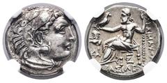 Greek Coins Kingdom of Macedon. Lysimachos. Drachm. 305-281 a.C. In the types of Alexander III. (Price-L 1). (Müller-14). Anv.: Head of Herakles right, wearing lion skin headdress. Rev.: Zeus Aëtophor