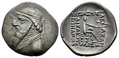 Greek Coins Kingdom of Parthia. Mithradates II. Drachm. 120/19-109 a.C. Ekbatana. (Sellwood-26.1). (Shore-77). (Sunrise-290/1). Anv.: Diademed bust to left. Rev.: BAΣIΛEΩΣ MEΓAΛOV APΣAKOV ΕΠIΦANOVΣ, a