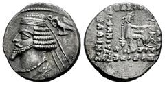 Greek Coins Kingdom of Parthia. Phraates IV. Drachm. 38-32 a.C. Ekbatana. (Sellwood-52.10). (Shore-276/8). Anv.: Diademed bust to left, wart on forehead; eagle with wreath in beak to right. Rev.: ΒΑΣΙ
