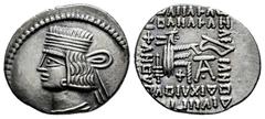 Greek Coins Kingdom of Parthia. Pakoros I. Drachm. 78-120 d.C. Ekbatana. (Sellwood-73.11 (Pakoros II)). (Shore-395 (Pakoros II)). (Sunrise-431). Anv.: Diademed and beardless bust to left. Rev.: Archer