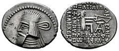 Greek Coins Kingdom of Parthia. Artabanos V. Drachm. 79/80-85 d.C. Ekbatana. (Sellwood-74.6 (Artabanos III)). (Shore-404 (Artabanos III)). (Sunrise-442). Anv.: Diademed bust to left. Rev.: Archer (Ars