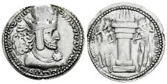 Greek Coins Sassanid Empire. Shapur I. Drachm. 240-272 d.C. Mint I ("Ctesiphon"). (Göbl-Tipo I/1). (SNS-I Type IIc/1a). Anv.: Diademed and draped bust of Shapur I to right, wearing mural crown with a 