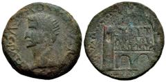 Celtiberian Coins Emerita Augusta. Time of Tiberius. Dupondius. 14-36 AD. Mérida (Badajoz). (Abh-1032). (Acip-3395a). Anv.: DIVVS. AVGVSTVS. PATER. C. A. E. Radiate head of Augustus left. Rev.: City g