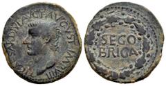 Celtiberian Coins Segobriga. Time of Tiberius. Unit. 14-36 AD. Saelices (Cuenca). (Abh-2188). (Acip-3243). Anv.: TI. CAESAR. DIVI. AVG. F. AVGVS. F. IMP. VIII. around bare head of Tiberius left. Rev.: