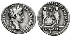 Roman Imperatorial Augustus. Denarius. 7-6 a. C. Lugdunum. (Ffc-22). (Ric-207). (Cal-852). Anv.: CAESAR AVGVSTVS DIVI. F. PATER. PATRIE, his laureate head right. Rev.: C.L. CAESARES AVGVSTI. F. COS. D
