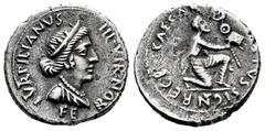 Roman Imperatorial Augustus. P. Petronius Turpilianus. Denarius. 19 BC. Rome. (Ffc-304). (Ric-288). (Cal-1080). Anv.: TVRPILIANVS III. VIR. radiate bust of Feronia draped right, FERON, below. Rev.: CA