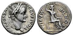 Roman Imperial Tiberius. Denarius. 14-37 d.C. Lugdunum. (Ric-I 30). (Bmcre-48). (Rsc-16a). Anv.: TI CAESAR DIVI AVG F AVGVSTVS, laureate head to right. Rev.: PONTIF MAXIM, Livia, as Pax, seated to rig