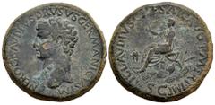 Roman Imperial Nero Claudius Drusus. Sestertius. 41-50 d.C. Rome. (Ric-I 93 (Claudius)). (Bmcre-157 (Claudius)). (C-8). Anv.: NERO CLAVDIVS DRVSVS GERMANICVS IMP, bare head to right. Rev.: TI CLAVDIVS