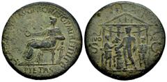 Roman Imperial Caligula. Sestertius. 37-38 d.C. Rome. (Ric-I 36). (Bmcre-41). (C-11). Anv.: C•CAESAR•AVG•GERMANICVS•P•M•TR•POT, Pietas seated to left, holding patera and resting arm on small draped st