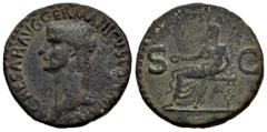 Roman Imperial Caligula. Unit. 37-38 d.C. Rome. (Ric-I 38). (Bmcre-46.1). Anv.: C CAESAR AVG GERMANICVS PON M TR POT. bare head of Caligula left. Rev.: VESTA. Vesta, veiled, seated left, patera in rig