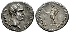 Roman Imperial Galba. Denarius. 68 AD. Tarraco?. (Ric-49). (Bmc-217). (Rsc-34). Anv.: SER GALBA IMPERATOR Laureate head of Galba to right. Rev.: CONCORDIA PROVINCIARVM Concordia standing left, holding