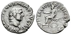 Roman Imperial Vitellius. Denarius. 69 d.C. Rome. (Ric-I 97). (Seaby-55). (Bmcre-24). Anv.: VITELLIVS GERM IMP AVG TR P. Laureate head to right. Rev.: VITELLIVS COS III CENSOR. L. Vitellius seated to 