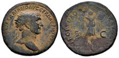 Roman Imperial Trajan. Dupondius. 107 d.C. Rome. (Ric-586). (Cohen-573). Anv.: Radiating head on the right. Rev.: Trophy with shields at base. Ae. 11,96 g. Almost VF. Est...100,00. Spanish Description