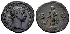 Roman Imperial Trajan. Half unit. 99-105 d.C. Rome. (Ric-II 689). (Woytek-595a). (Bmcre-1059). Anv.: IMP CAES NERVA TRAIAN AVG, laureate head to right. Rev.: Facing statue of Hercules, holding club an