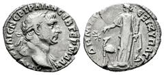 Roman Imperial Trajan. Drachm. RY 16 = 114 d.C. Bostra, Arabia. (RPC-III 4073). Anv.: AYTOKP KAIC NЄP TPAIAN CЄB ΓЄΡΜ ΔΑΚ, laureate head right, with slight drapery over left shoulder. Rev.: ΔHMA(PX) Є