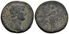 Roman Imperial Hadrian. Sestertius. 133-135 d.C. Rome. (Ric-II 3.2118). (Bmcre-1514). Anv.: (HA)DRIANVS AVG CO(S III P P). laureate and draped bust to right. Rev.: FOR(TVNA AV)G. Fortuna standing to l