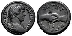 Roman Imperial Hadrian. Tetradrachm. RY 12 = 127/8 d.C. Alexandria. Egypt. (Dattari-1524). (Emmett-848.12). (K&G-32.459). Anv.: ΑΥΤ ΚΑI ΤΡΑΙ ΑΔΡΙΑ CЄΒ Laureate, draped and cuirassed bust to right. Rev