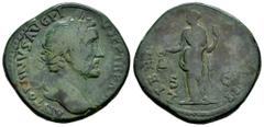 Roman Imperial Antoninus Pius. Sestertius. 154-155 d.C. Rome. (Ric-III 929). (Bmcre-1962). Anv.: ANTONINVS AVG PIVS P P TR P XVIII. laureate head to right. Rev.: LIBER(TAS CO)S IIII. Libertas standing