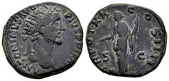 Roman Imperial Antoninus Pius. Dupondius. 138-161 d.C. Rome. (Ric-970). Anv.: ANTONINVS AVG PIVS P P IMP (II). Radiate head right. Rev.: TR POT XX COS IIII. Providentia standing left, holding scepter 