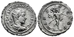 Roman Imperial Elagabalus. Antoninianus. 218-222 d.C. Rome. (Ric-IV 122). (Bmcre-17). (Rsc-112). Anv.: IMP CAES M AVR ANTONINVS AVG, radiate, draped and cuirassed bust to right. Rev.: MARS VICTOR, Mar