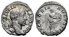Roman Imperial Severus Alexander. Denarius. 230 d.C. Rome. (Ric-IV 219). (Bmcre-638). (Rsc-566a). Anv.: IMP SEV ALEXAND AVG, laureate head to right. Rev.: VICTORIA AVGVSTI, Victory standing to right, 