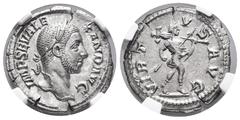 Roman Imperial Severus Alexander. Denarius. 228 d.C. Rome. (Ric-IV 225). (Seaby-585). Anv.: IMP SEV ALEXAND AVG. Laureate head to right. Rev.: VIRTVS AVG. Emperor walking to right, carrying spear and 
