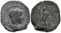 Roman Imperial Gordian III. Sestertius. 241-243 d.C. Rome. (Ric-298a). Anv.: IMP GORDIANVS PIVS FEL AVG, laureate, draped and cuirassed bust right. Rev.: IOVI STATORI, Jupiter, naked, standing front, 