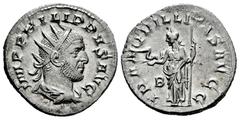 Roman Imperial Philip I. Antoninianus. 248 d.C. Rome. (Ric-IV 9). (Seaby-223). Anv.: IMP PHILIPPVS AVG. Radiate, draped and cuirassed bust to right. Rev.: TRANQVILLITAS AVGG. Tranquillitas, draped, st