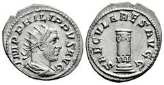 Roman Imperial Philip I. Antoninianus. 248 d.C. Rome. (Ric-IV 24c). (Rsc-193). Anv.: IMP PHILIPPVS AVG, radiate, draped and cuirassed bust to right. Rev.: SAECVLARES AVGG, low column inscribed COS III