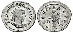 Roman Imperial Philip I. Antoninianus. 244-247 d.C. Rome. (Ric-IV 27b). (Rsc-9). Anv.: IMP M IVL PHILIPPVS AVG, radiate, draped and cuirassed bust to right. Rev.: AEQVITAS AVGG, Aequitas standing to l