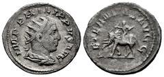 Roman Imperial Philip I. Antoninianus. 247-248 d.C. Rome. (Ric-58). (Rsc-17). Anv.: IMP PHILIPPVS AVG, radiate, draped, and cuirassed bust right. Rev.: AETERNITAS AVGG, elephant walking left, guided b